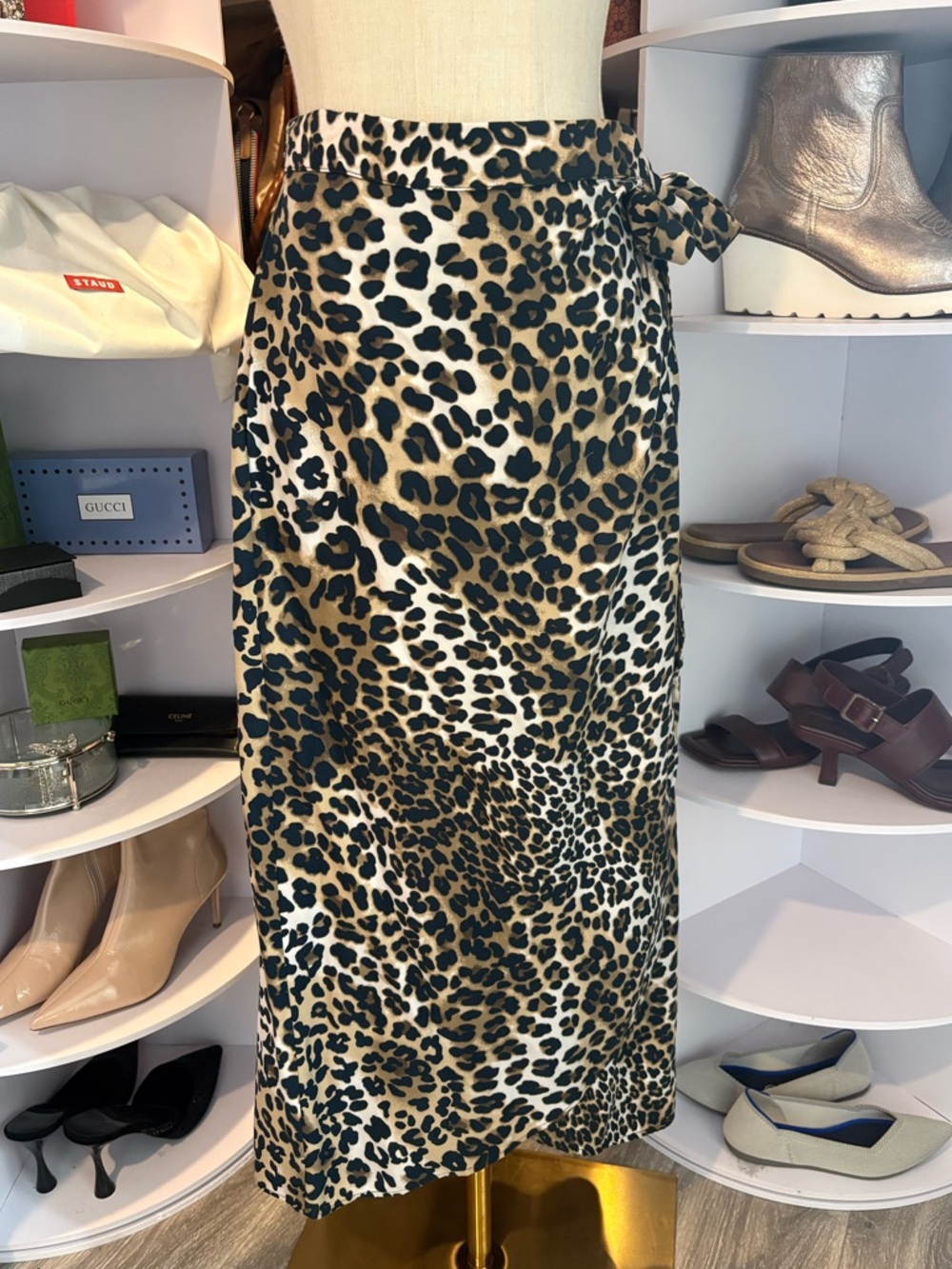 Abercrombie & Fitch Leopard Print Wrap Midi Skirt - M nwt - Picture 2 of 5